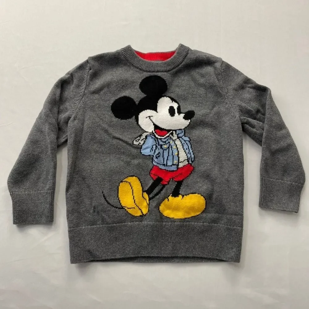 Baby Gap Disney Mickey Mouse Gray Knit Sweater Toddler Boys 4 Years Pullover